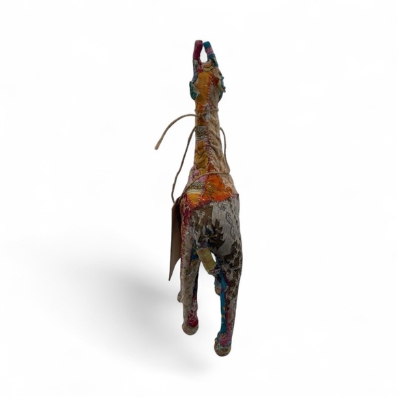 Handmade Indian Sari Fabric Wrapped Giraffe Figurine ‘14 Boho Folk Art Sculpture - Picture 7 of 7